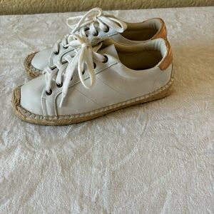 SOLUDOS White Leather Lace Up Platform Espadrille Sneaker Women’s Size 7